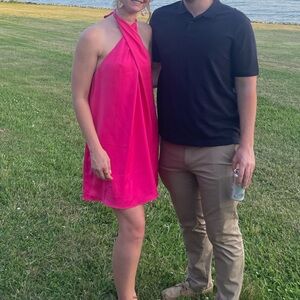 Pink Lily Bright Pink Halter Dress